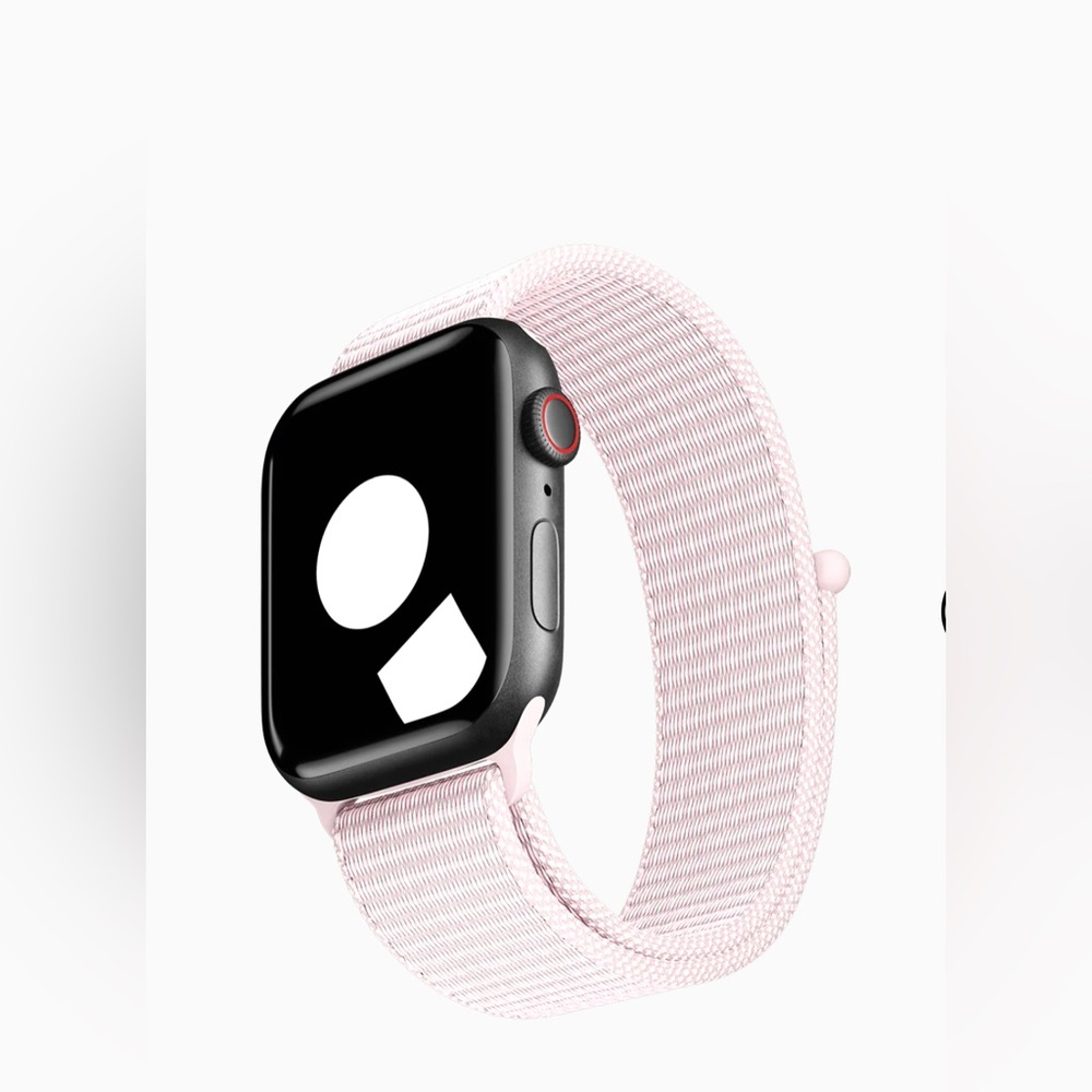 Nylon Apple Watch Band With Velcro Closure. Pearl Pink